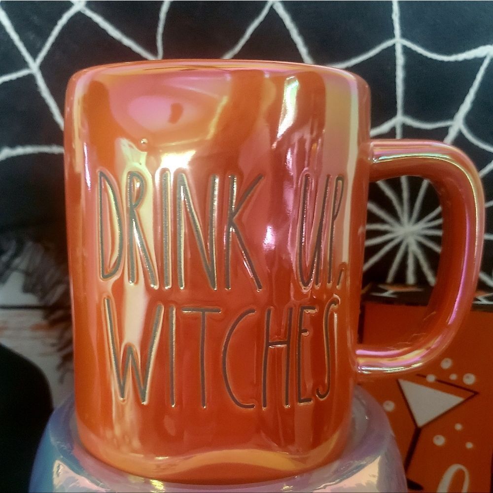 Rae Dunn "Drink Up Witches" Orange Pearlescent Halloween Coffee Mug
